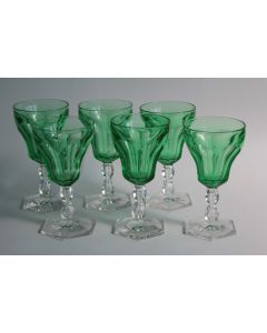 VAL SAINT LAMBERT 6 Verres cristal vert ouraline Lalaing