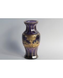 Vase cristal taillé mauve Bohème cynégétique chasse