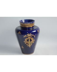 Vase Faïence de Tours bleu et or Jaget & Pinon