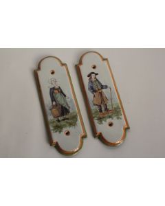 Paire plaques de propreté faïence Desvres Geo Martel Le Croisic Quimper