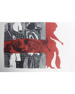 Lithographie originale Delapoterie Paul 1969 L'Homme en marche
