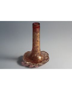 Ancien vase soliflore cristal taillé doré Bohème