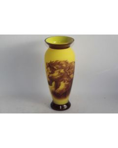 Vase verre camée Chevaux Frantisek Sebestaafter République tchèque