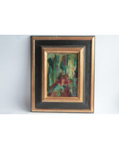 Tableau peinture sur cuivre Rosemonde KRBEC L'ange dans la ville 1969