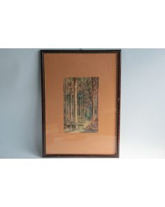 Tableau Aquarelle Sous bois L. Taponnier