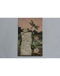 CPA illustrée O.W.H. Art nouveau Nénuphars et libellules