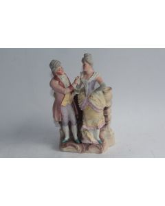 Porcelaine biscuit polychrome Bouquetière Couple