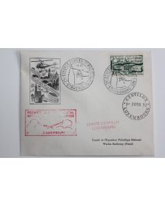 Expo philatélique Strasbourg et centilux Luxembourg transport par hélicoptère 1952