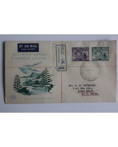 Enveloppe souvenir cover Norfolk Island par avion recommander 1956