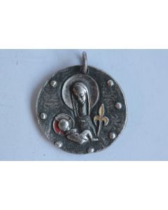 Médaille religieuse argent émaillé Elie PELLEGRIN Vierge Marie