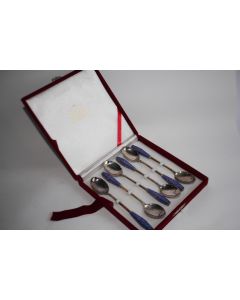 Coffret cuillères argent émaillé Corée