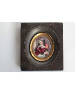 Peinture miniature Émaux sur cuivre Portrait de femme