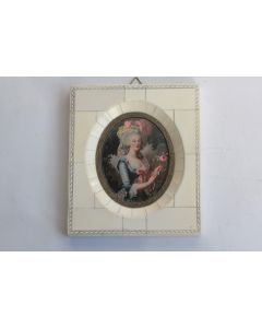 Peinture miniature Marie Antoinette sur ivoire N. Lebrun