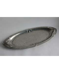 Plat à poisson étain Kayserzinn Allemagne Art nouveau