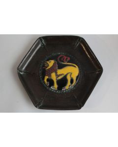 PIERRE CARREL Dinanderie émaillée Lion Art déco