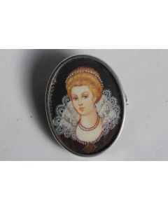 Médaillon Peinture miniature broche pendentif argent
