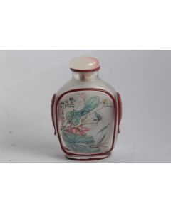 Flacon tabatière verre peint Chine