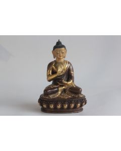 Statuette Bouddha Shakyamuni cuivre doré Tibet XIXe siècle