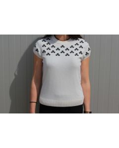 HERMES Pull Cachemire manches courtes Trèfles T38
