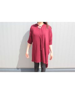 HERMES Pull long Tunique cachemire soie rouge T34