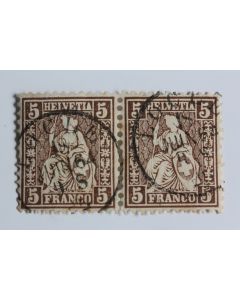 Timbres Suisse 5 Rp Helvétie assise 1881