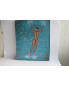 Peinture JONES Femme nue Haïti Tahiti Polynésie