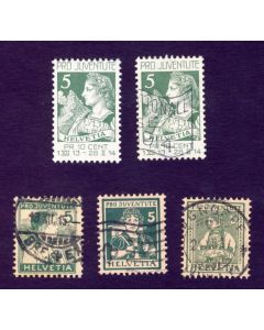 Ensemble Timbres Suisse Pro Juventute 1913 - 1917 oblitéré et N*