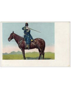 CPA Carte illustrée chevaux cavalier militaire Russe