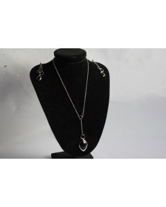 FOSSIL Parure collier + boucles d'oreilles Black & Silver