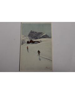 Carte postale ancienne illustrateur Pellegrini n° 187 Ski