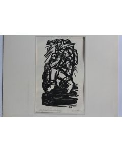Bois gravé original Krebs Karl Auf der Flucht