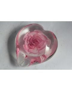 Presse-papier sulfure Cœur Fleur rose