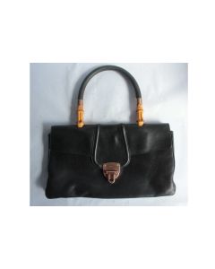 GUCCI Sac à main vintage Bambou cuir noir