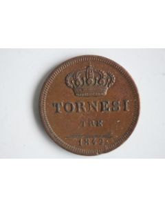 Monnaie 3 Tornesi 1842 Ferdinand II Deux-Siciles Italie