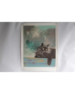 Lithographie originale Le Chat gris Michèle BATTUT