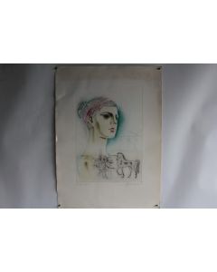 Lithographie originale Profil de Romaine Luben DIMANOV