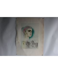 Lithographie originale Profil de Romaine Luben DIMANOV