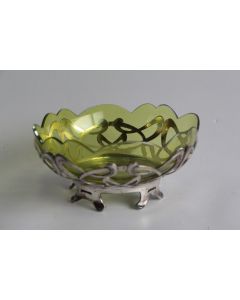 Coupe cristal vert métal argenté Art nouveau