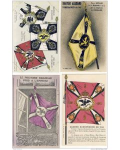 Lot de 4 CPA Drapeaux Allemands pris par les Français Guerre 1914-18