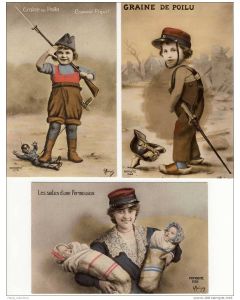 Lot de 5 CPA Série PATRIOTIC Morinet Graine de poilu Enfants Guerre 1914-18