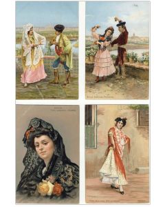 4 CPA Espagne Folklore Costume
