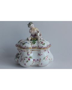 Boite porcelaine KPM Berlin Enfant Lapin Allemagne XIXe siècle