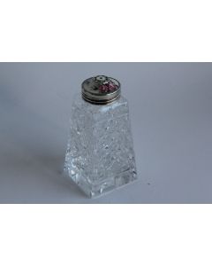Saupoudreuse cristal taillé argent guilloché émaillé Hroar Prydz Norvège