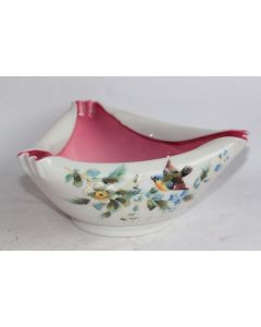 Coupe opaline double couche émaillée Fleurs et oiseaux Napoléon III