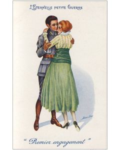 CPA illustrée SAGER Xavier Femme soldat Éternelle petite guerre Guerre 1914-18