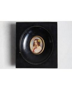 Peinture miniature portrait Jeune Dame sur ivoire