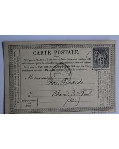 CPA France affranchie timbre type sage 15c 1877 horlogerie