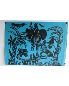 Bois gravé Andrea Procacci 1974 Animaux d'Afrique