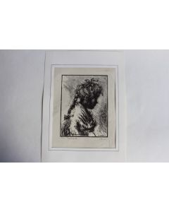 Yvonne HEILBRONNER Gravure sur bois Petite fille
