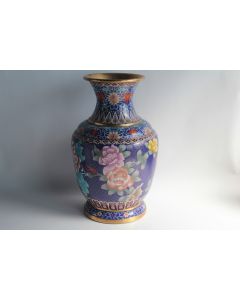 Grand vase émaux cloisonnés Chrysanthèmes Chine
